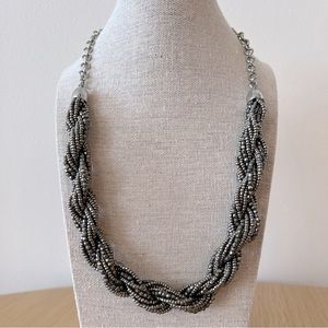 Silver Beaded Statement Necklace